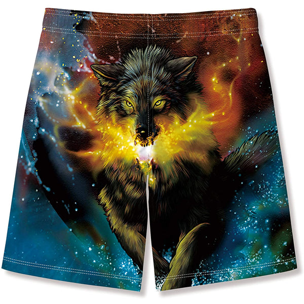 Sparky's Wolf Funny Boy Swim Trunk