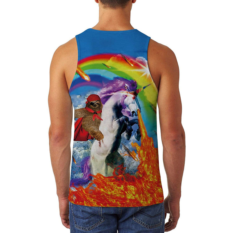 Sloth Riding Unicorn Funny Tank Top