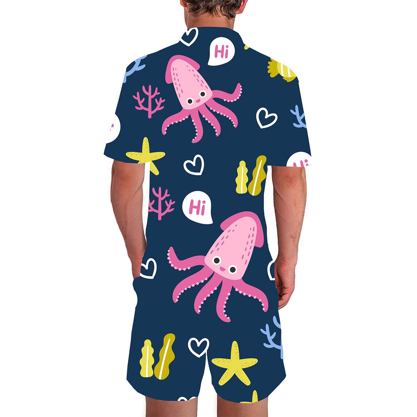Lustiger Strampler mit Oktopus-Motiv, Marineblau