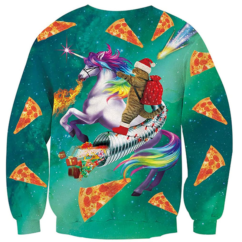 Cat Riding Unicorn Ugly Christmas Sweater