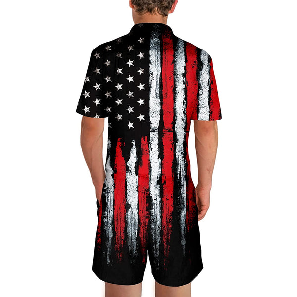 Melting Black American Flag Male Romper