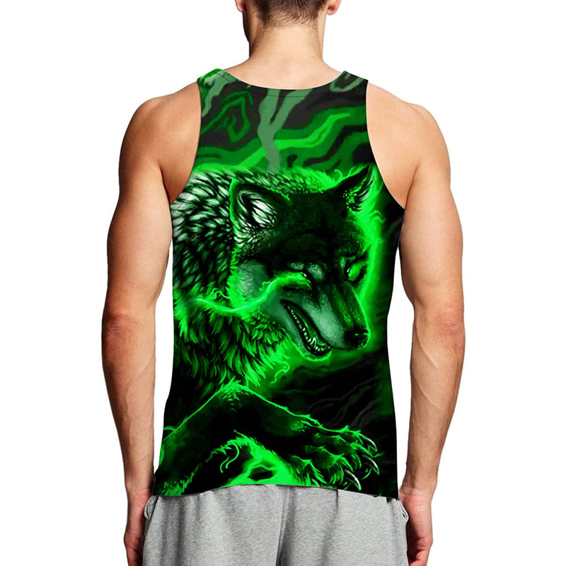 Green Wolf Funny Tank Top