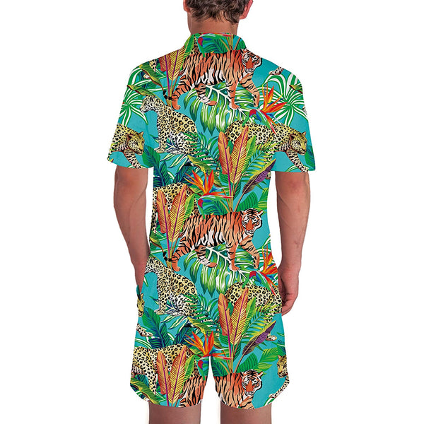 Palm Leaf Tiger Leopard Male Romper