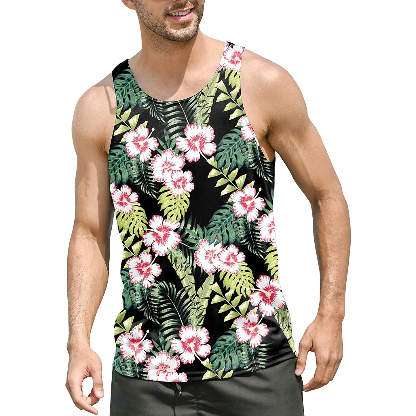 Lustiges Tank Top mit Blumen und Blättern