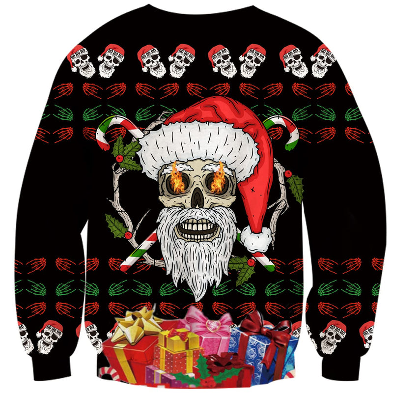 Skeleton Fire Black Ugly Christmas Sweater