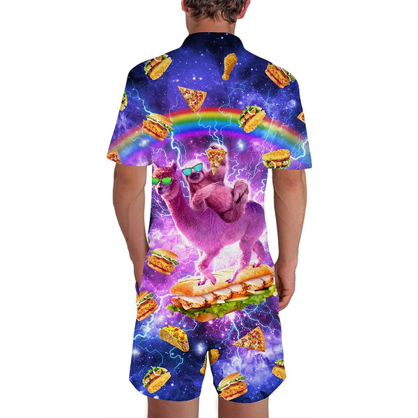 Rainbow Hamburger Sloth Llama Men Romper