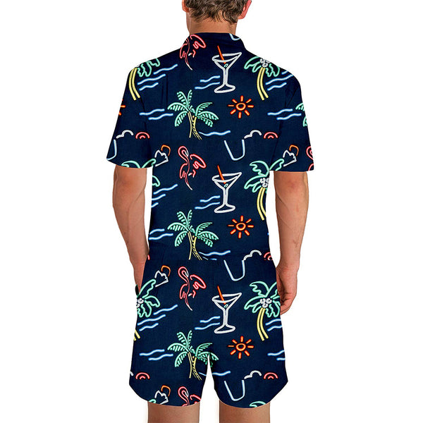 Hawaii Beach Funny Male Romper Navy