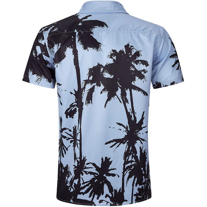 Hellblaues lustiges Hawaiihemd mit Palmen