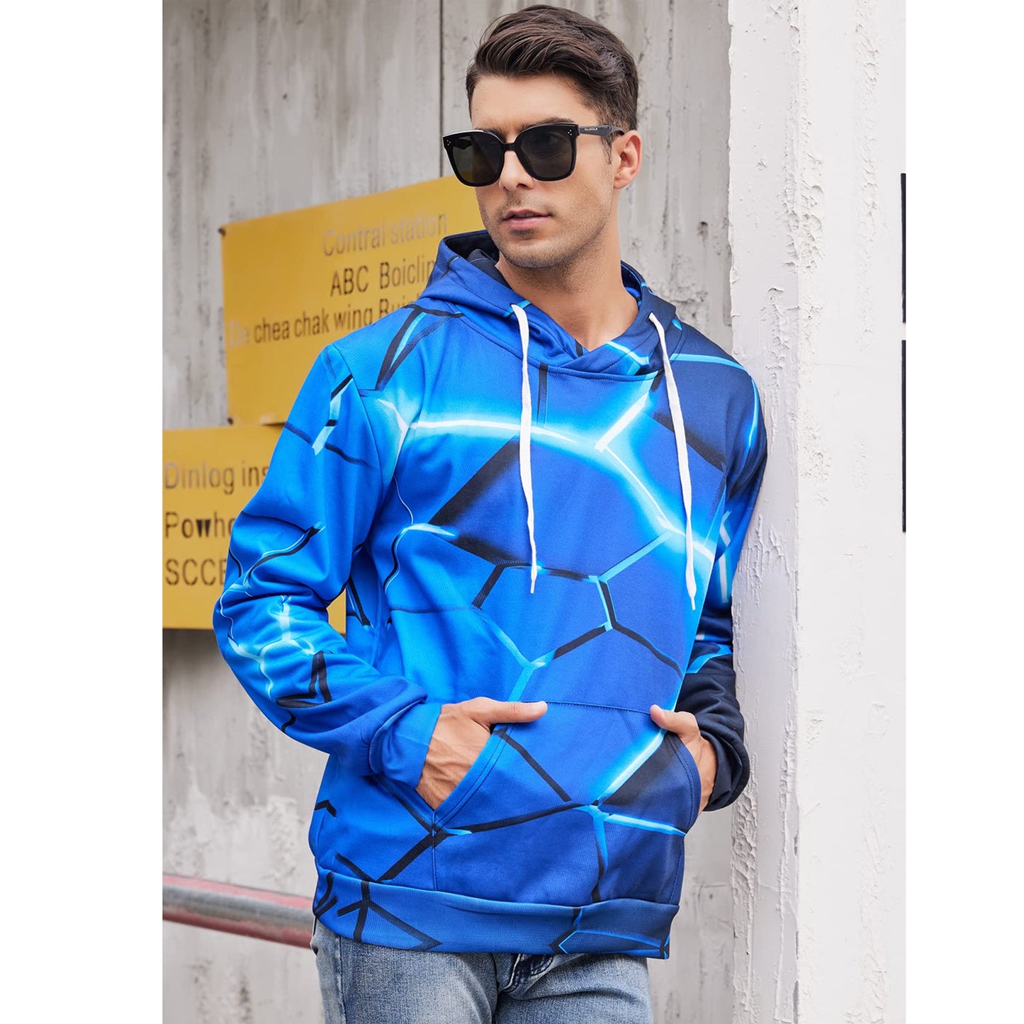 Blauwe Crack Fissure Grappige Hoodie