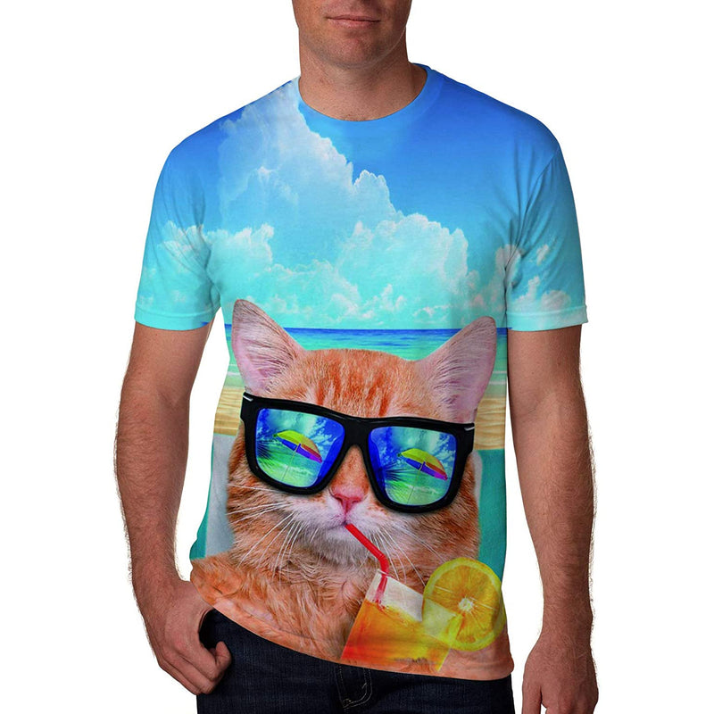 Cat Drinking Juice on the Beach Tee