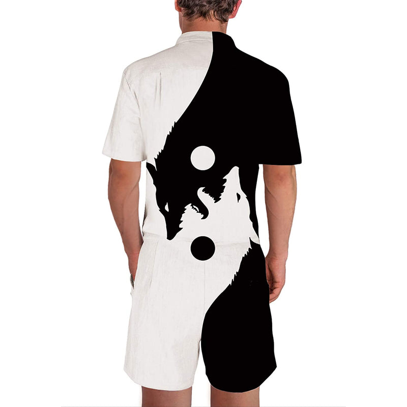 Yin Yang Wolf Men Romper