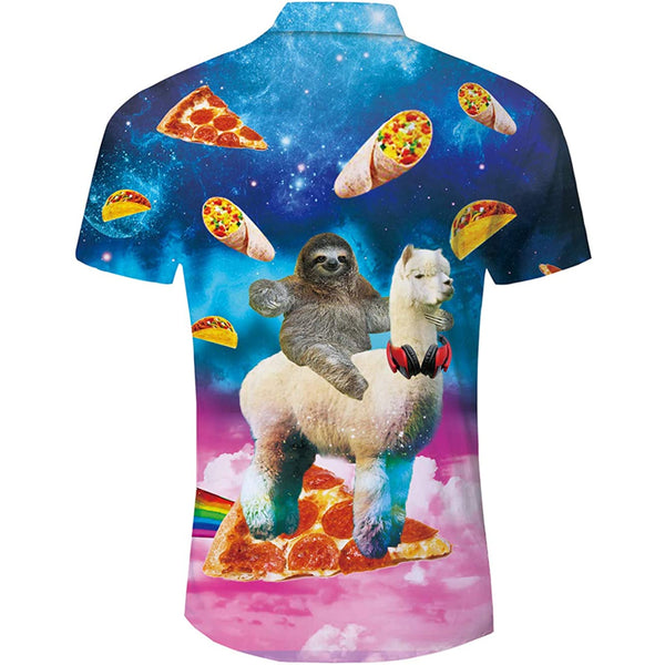 Sloth Riding Llama Funny Hawaiian Shirt