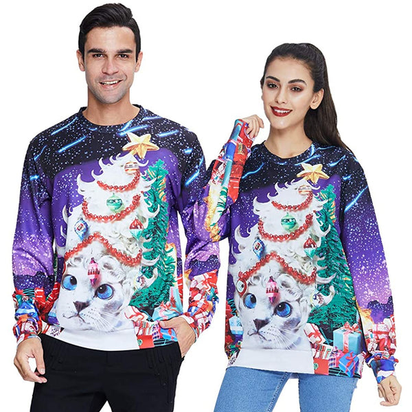 Tree Cat Ugly Christmas Sweater