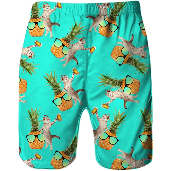 Music Cat Pineapple Funny Swim Trunks