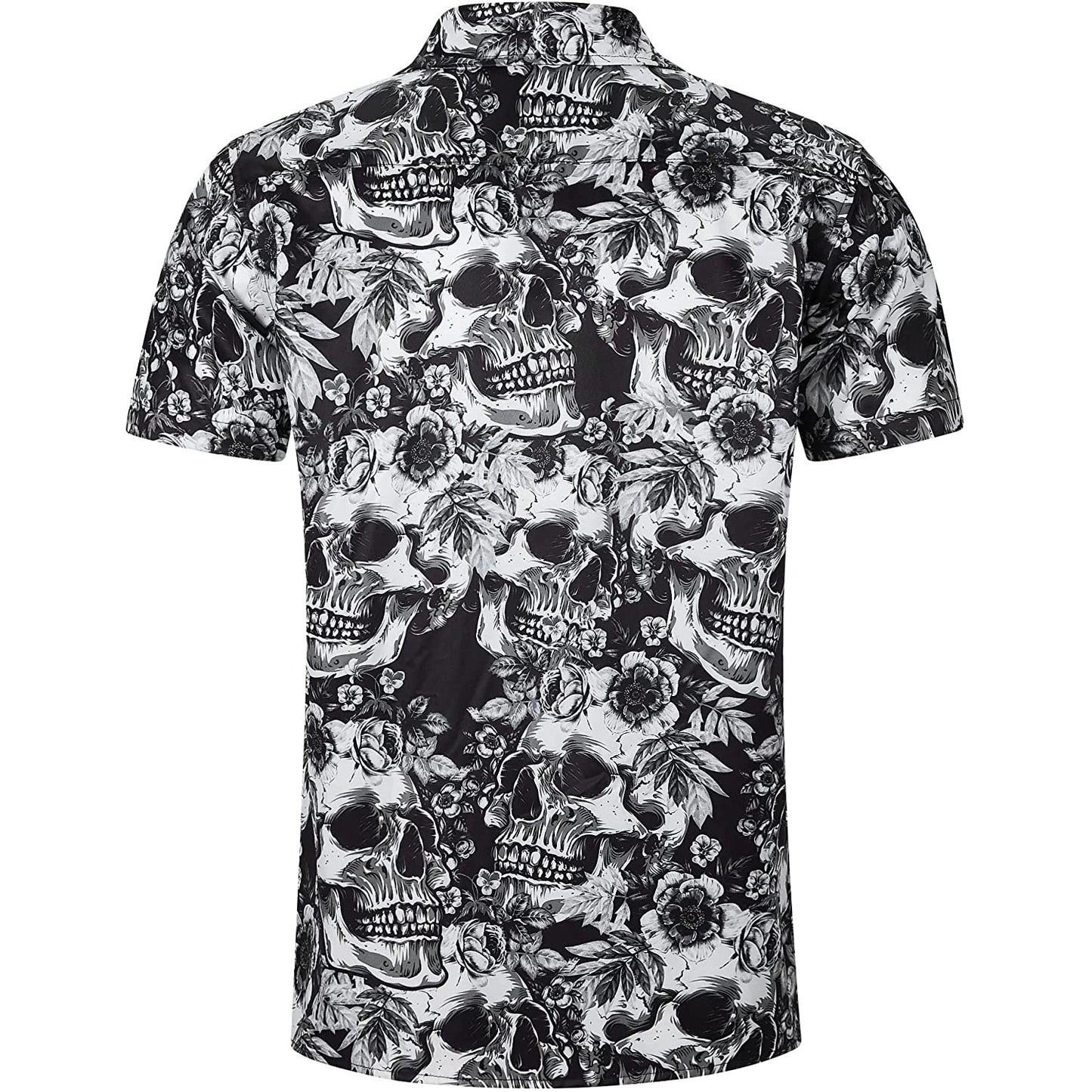 Gray Flowers Skull Funny Hawaiian Shirt