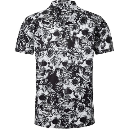 Gray Flowers Skull Funny Hawaiian Shirt