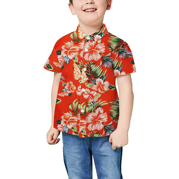 Hawaii Floral Red Funny Toddler Hawaiian Shirt