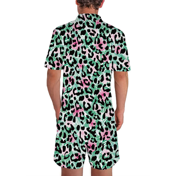 Hawaii Flower Leopard Male Romper