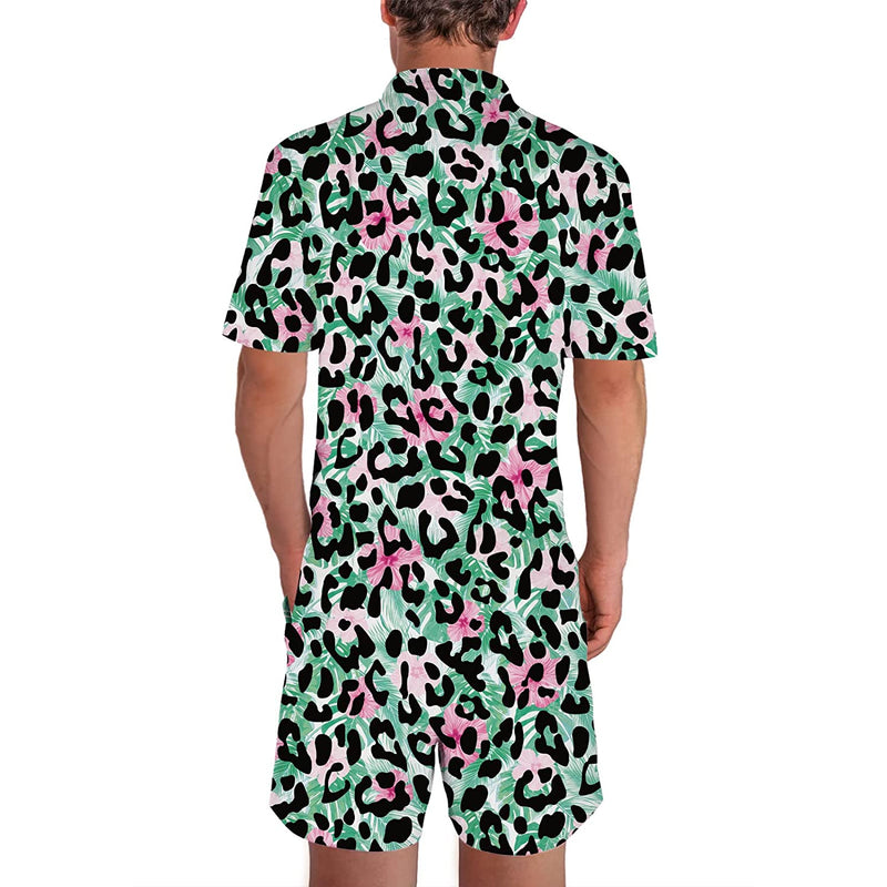 Hawaii Flower Leopard Male Romper