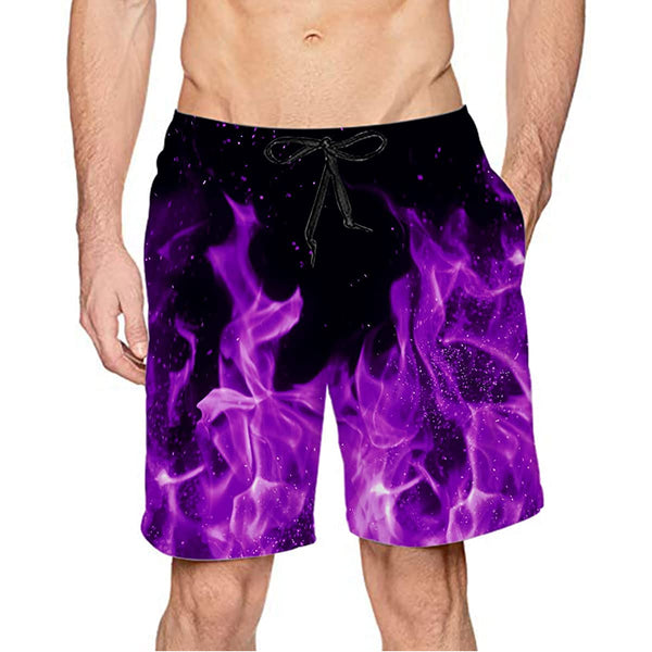 Purple Fire Flame Funny Swim Trunks