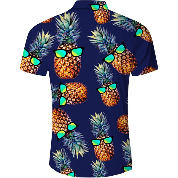 Sunglasses Pineapple Navy Funny Hawaiian Shirt