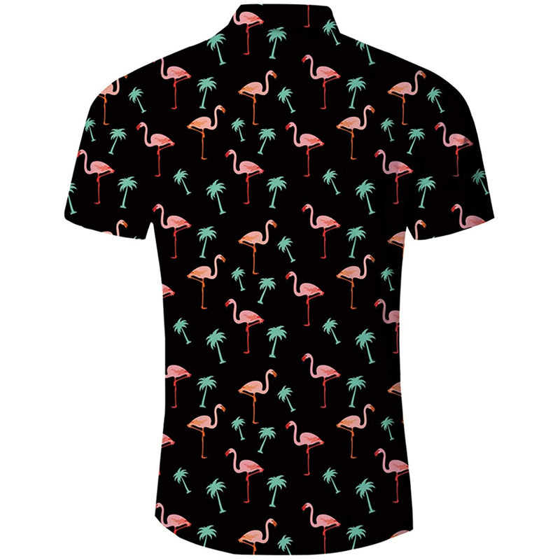 Flamingo Palm Tree Funny Hawaiian Shirt