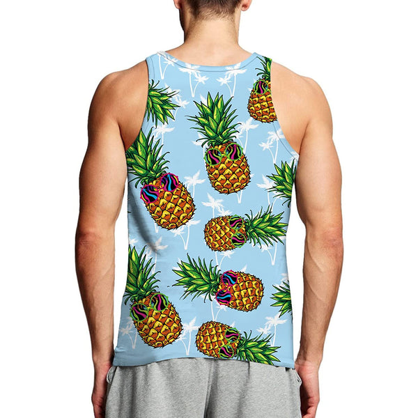 Palm Tree Pineapple Blue Funny Tank Top