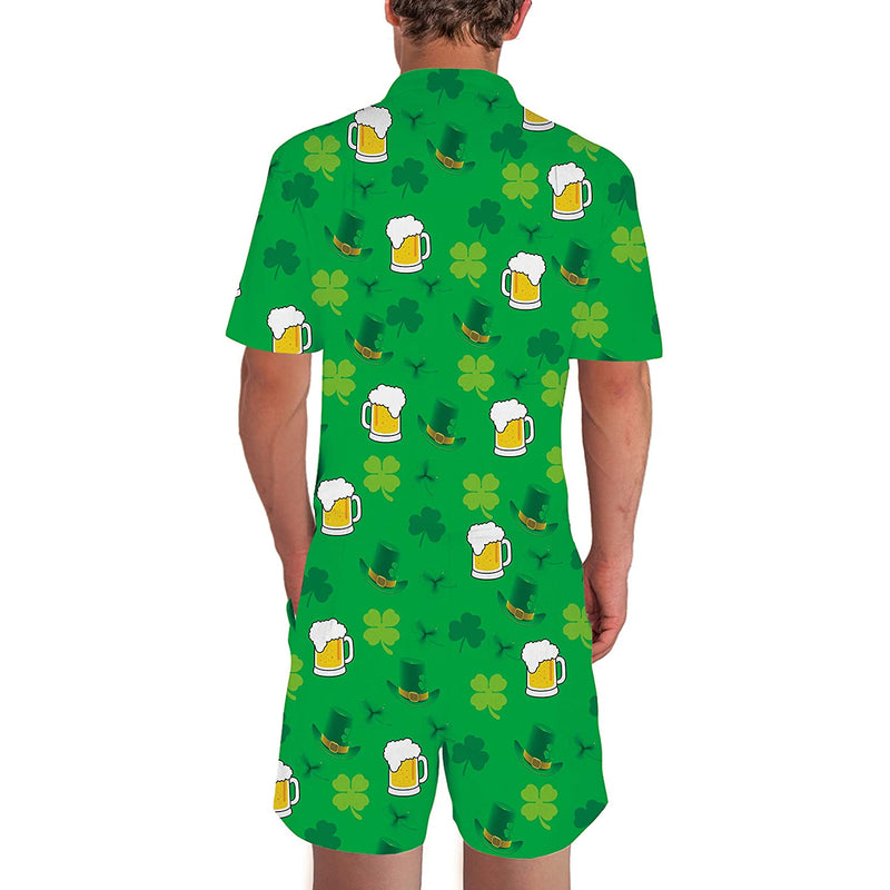 St. Patrick's Day Shamrock Beer Male Romper