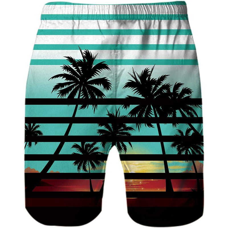 Palm Tree Stripe Funny Swim Trunks