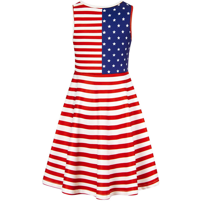 Red Stripe American Flag Funny Girl Dress