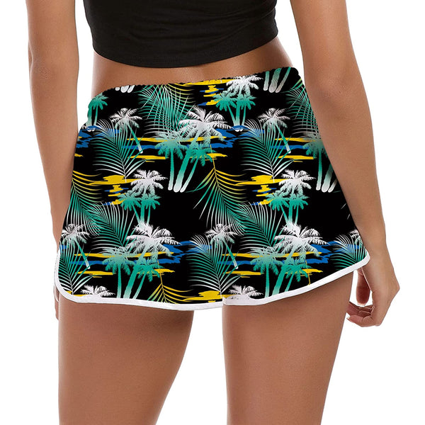 Green Palm Tree Funny Board Shorts for Women