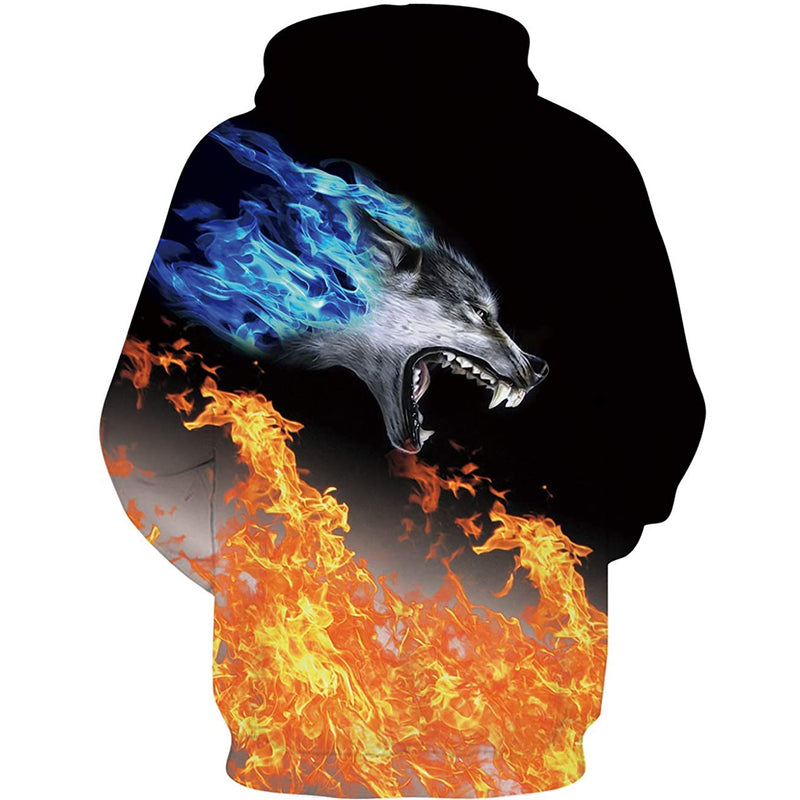 Fire Wolf Funny Hoodie
