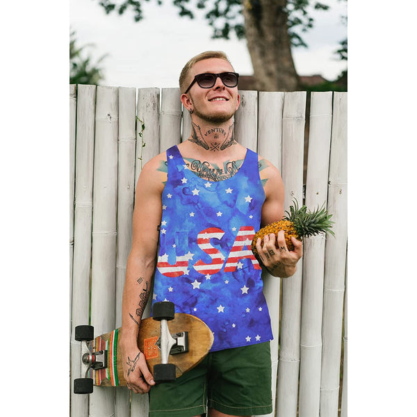 Blue USA Flag Funny Tank Top