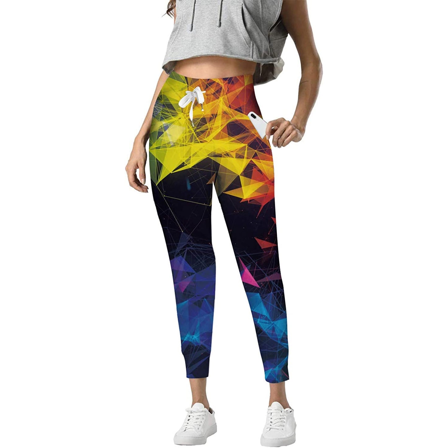 Gelbe Jogginghose mit geometrischem Muster