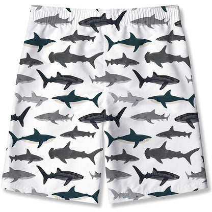 Lustige Badehose für Jungen mit Haimotiv, weiß