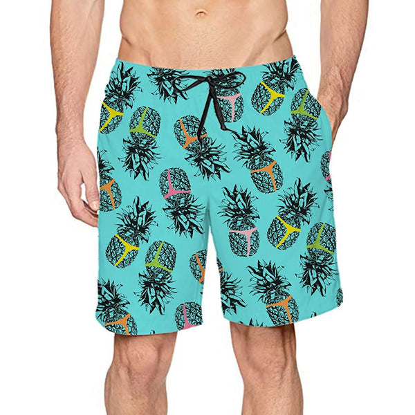 Light Blue Pineapple Funny Swim Trunks