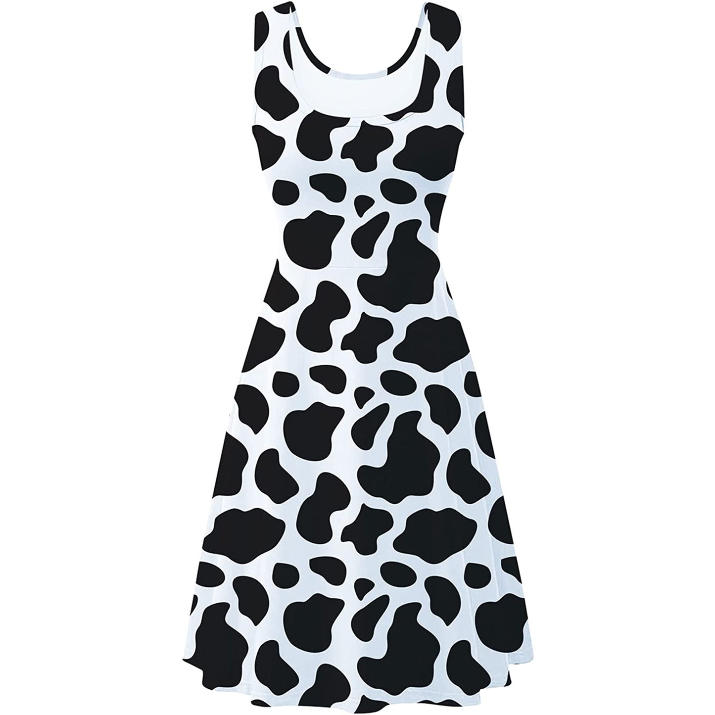 Lustiges Kleid mit Milchkuh-Print für Damen