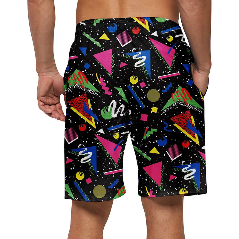 80s Black Funny Swim Trunks