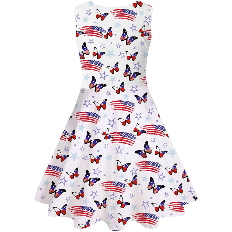 American Flag Butterfly Funny Girl Dress