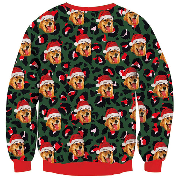 Dog with Glasses Green Ugly Christmas Sweater