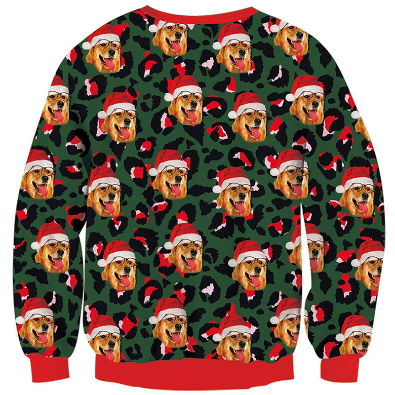 Dog with Glasses Green Ugly Christmas Sweater