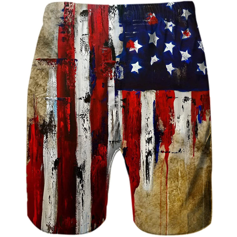 Paint American Flag Funny Swim Trunks