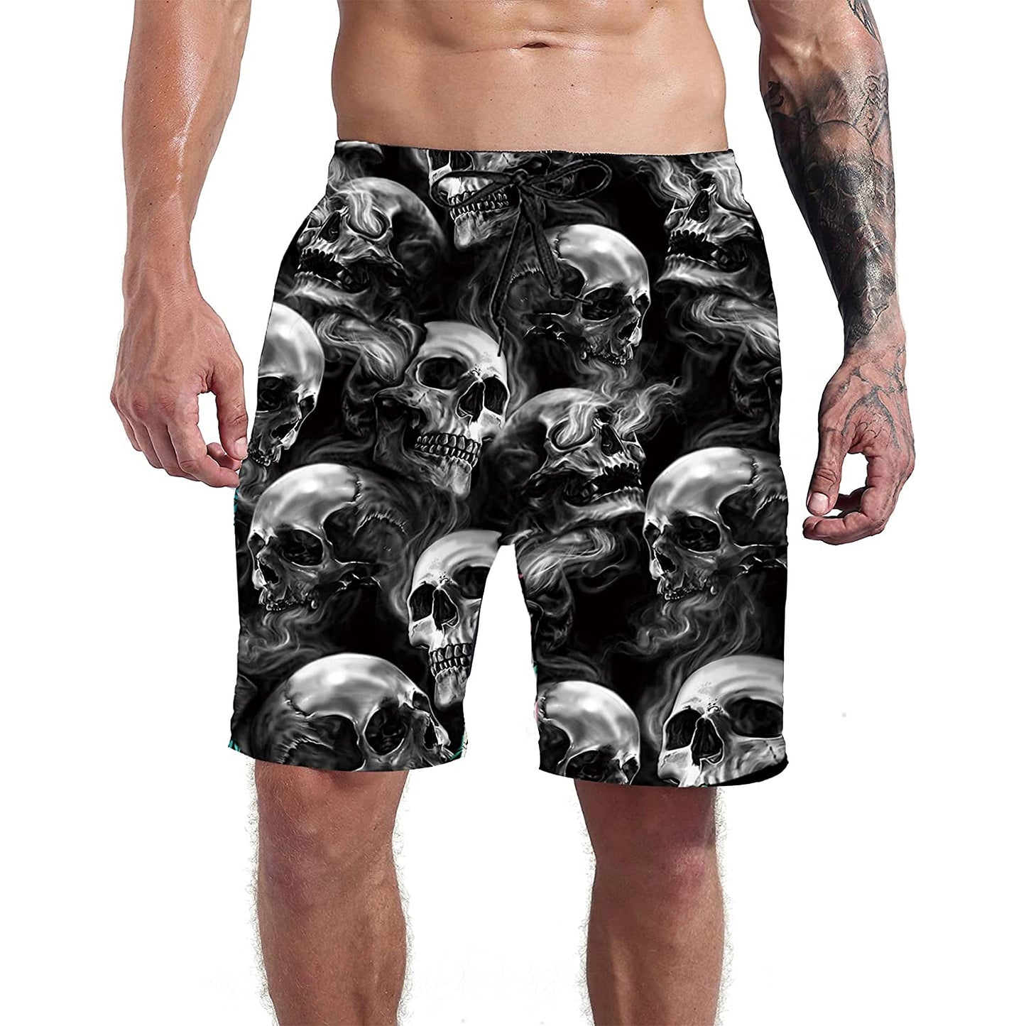 Smoke Skull Funny Swim Trunks