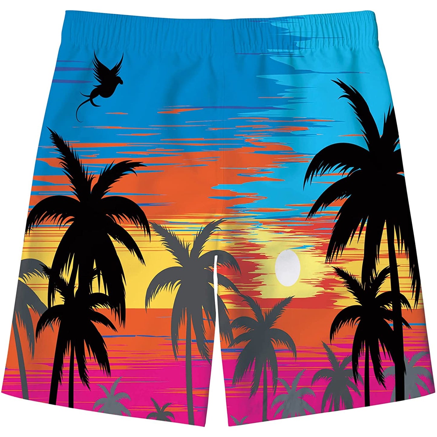 Lustige Badehose für Jungen mit Hawaii-Sonnenuntergang und Palme