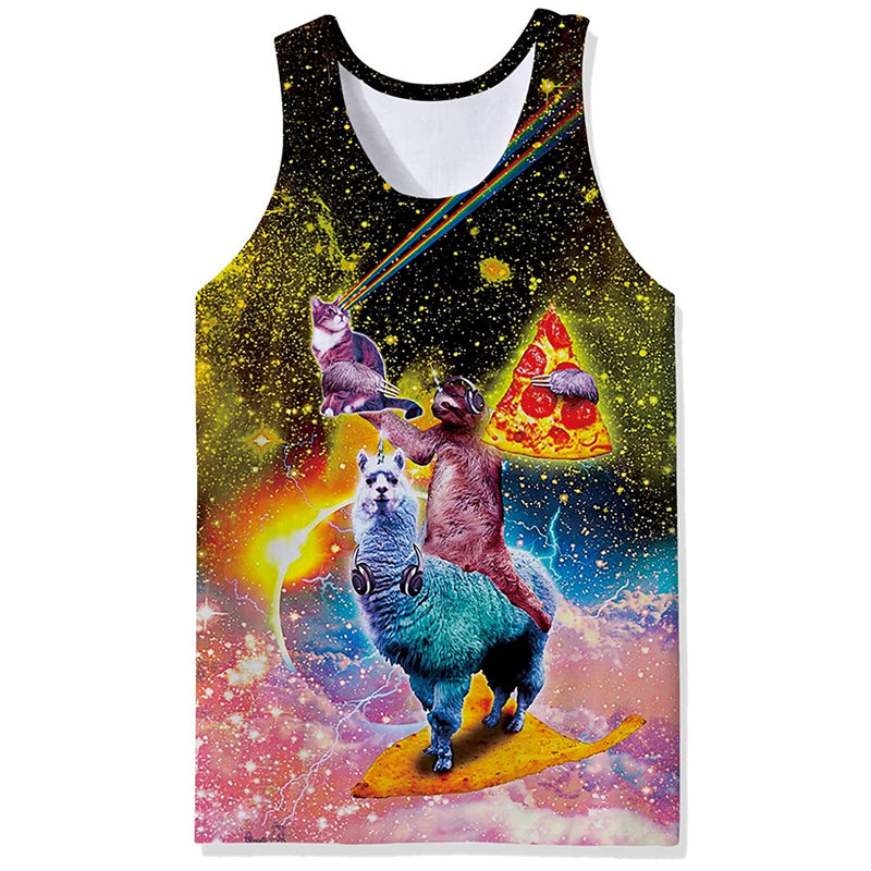 Sloth Riding Llama Cat Funny Tank Top