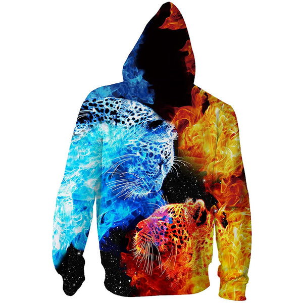 Ice Fire Leopard Zip Hoodie