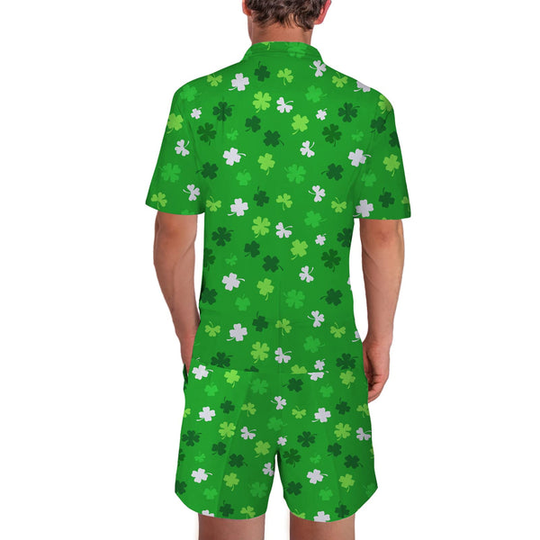 St. Patrick's Day Tuxedo Shamrock Male Romper