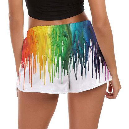 Lustige Boardshorts mit schmelzenden Farbspritzern für Damen