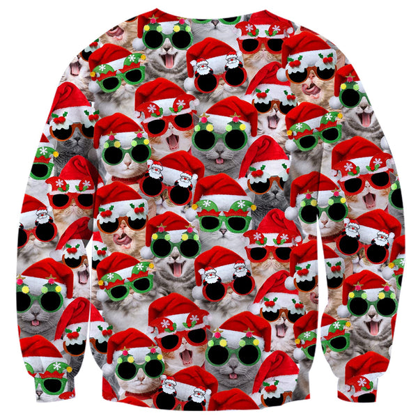 Cute Cats with Glasses Ugly Christmas Sweater