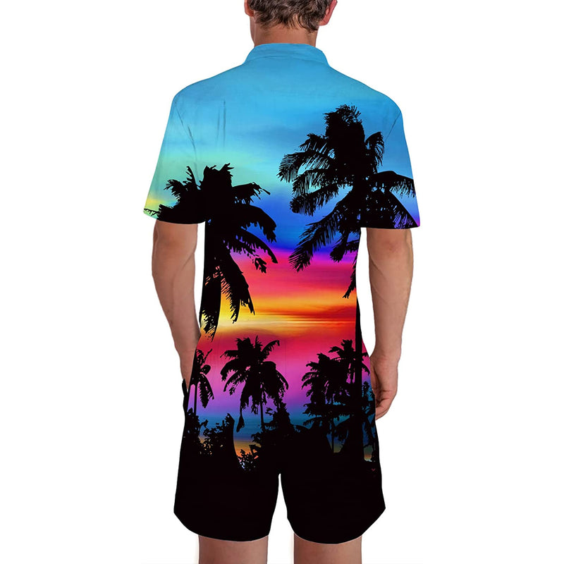 Sunset Palm Tree Men Romper